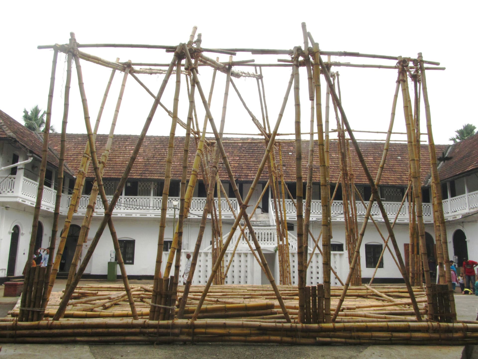 a group of people standing in front of a building